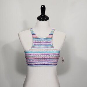 NWT  Altar'd State  Pastel Striped Bikini Top  Crochet Back  Size Small